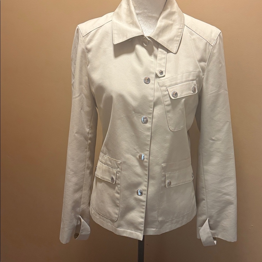Lauren Ralph Lauren womens lightweight double pocket snap down lined jacket sz M